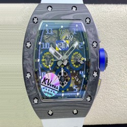Richard Mille RM011 KV Factory Carbon Fiber White Rubber Strap