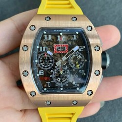 Richard Mille RM011 KV Factory Titanium Yellow Rubber Strap